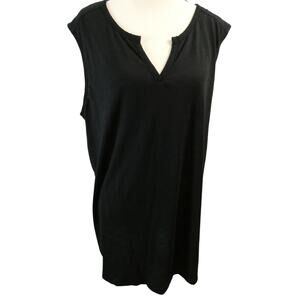 Eddie Bauer Women's XL Sleeveless Split Neck Tunic Lightweight Black NWT